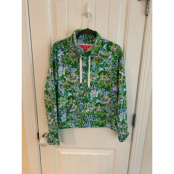 Lilly Pulitzer Jax Long Sleeved Popover Sprout Green Lilly On Holiday Size Small - Picture 2 of 7